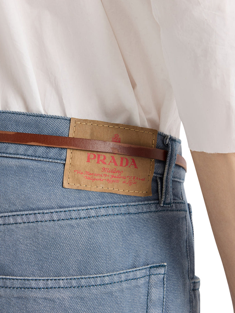 Prada Men Five Pocket Jeans In Washed Denim PRADA