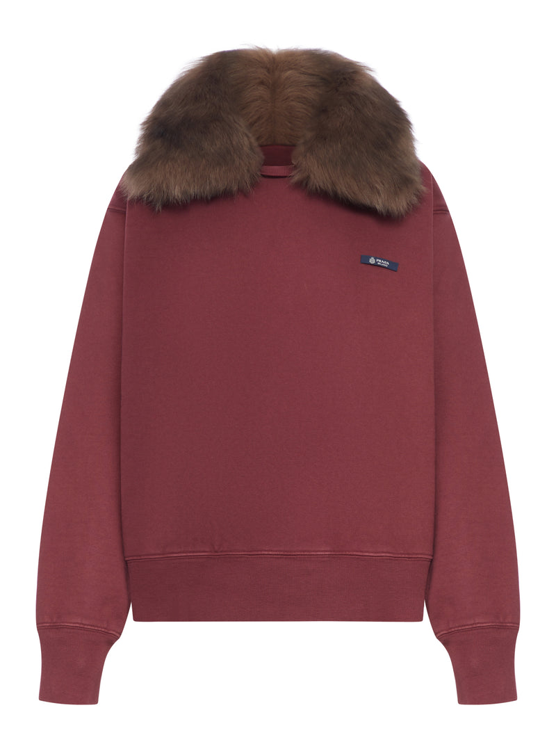 Prada Women Sweatshirt With Removable Fur Collar PRADA