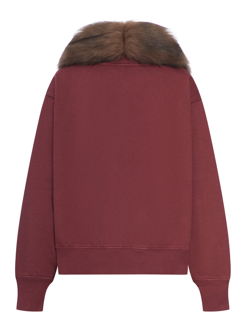 Prada Women Sweatshirt With Removable Fur Collar PRADA