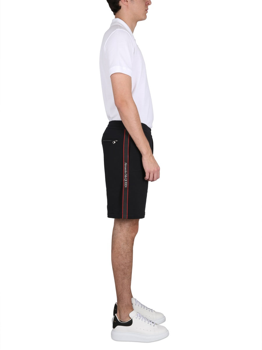 Alexander Mcqueen Men Bermuda Shorts With Selvedge Logo Band ALEXANDER MCQUEEN