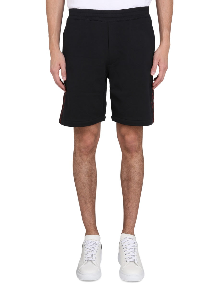 Alexander Mcqueen Men Bermuda Shorts With Selvedge Logo Band ALEXANDER MCQUEEN