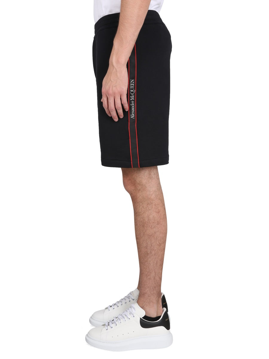 Alexander Mcqueen Men Bermuda Shorts With Selvedge Logo Band ALEXANDER MCQUEEN