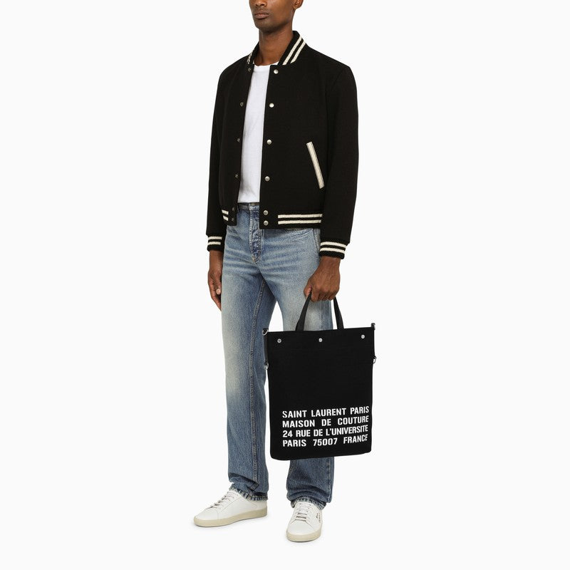 Saint Laurent North/South Tote Bag In Black Canvas Men