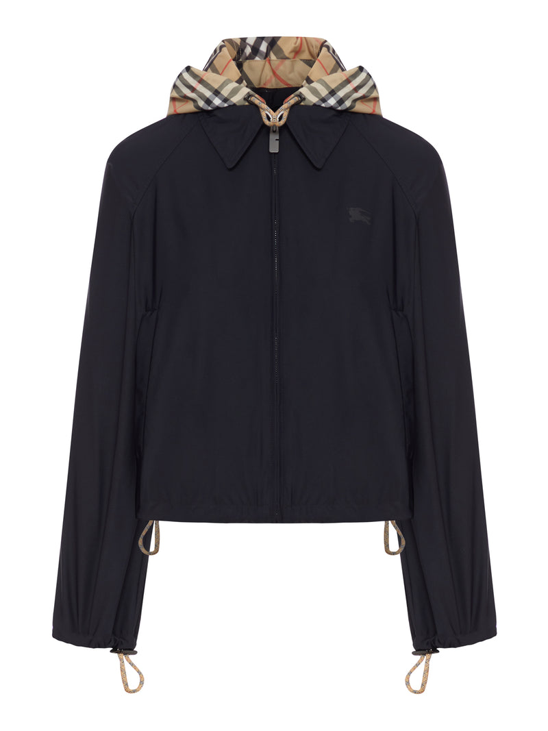 Burberry Women Crop Jacket With Hood And Check Details BURBERRY