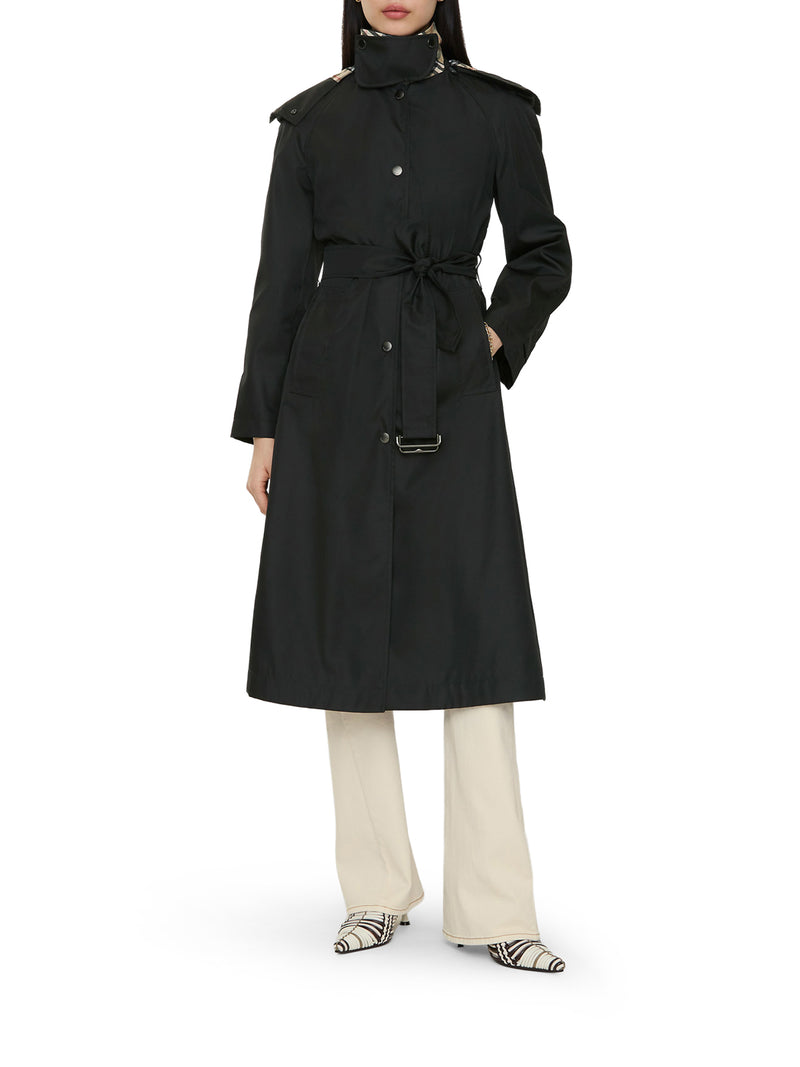 Burberry Women Long Nylon Car Coat With Hood BURBERRY