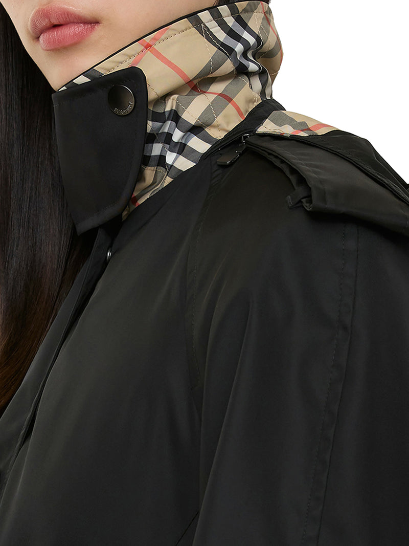 Burberry Women Long Nylon Car Coat With Hood BURBERRY