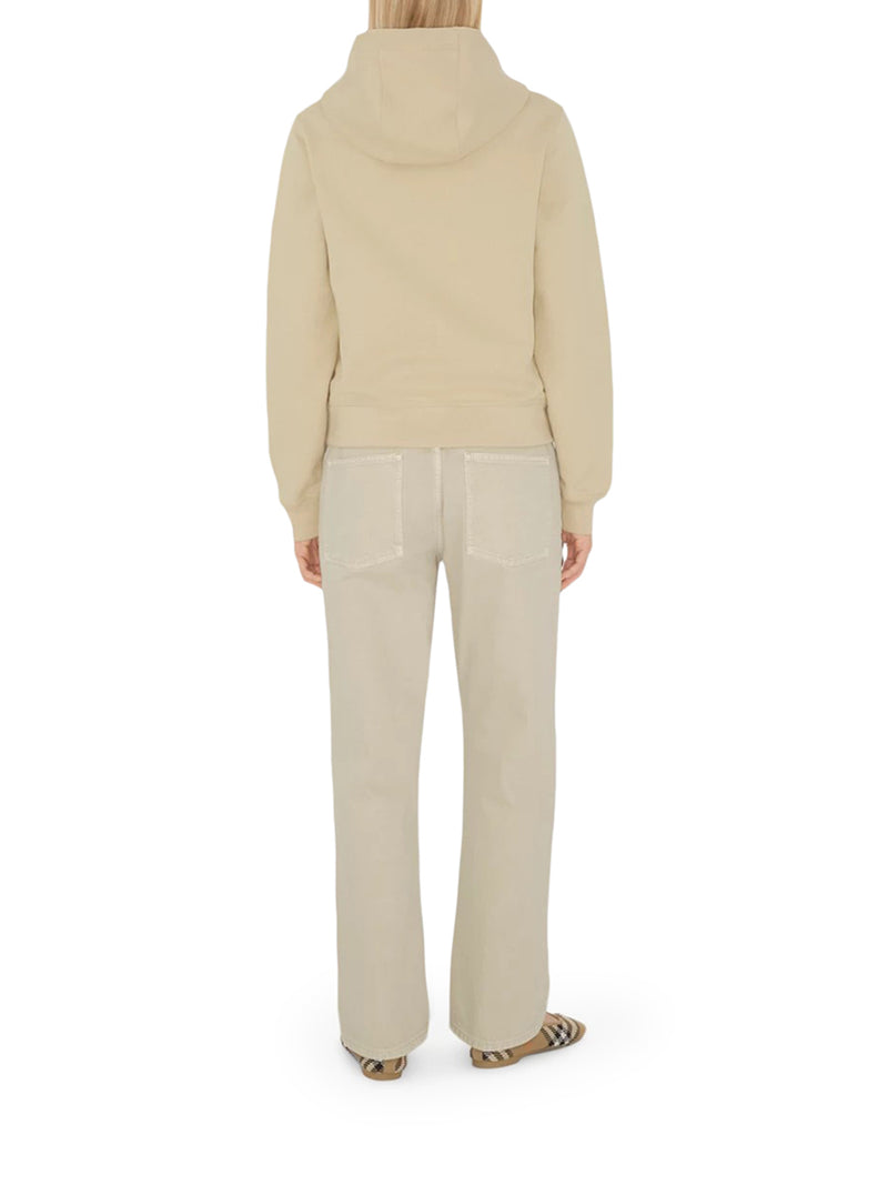 Burberry Women Felpa Con Cappuccio E Cerniera In Cotone Con Etichetta Check BURBERRY