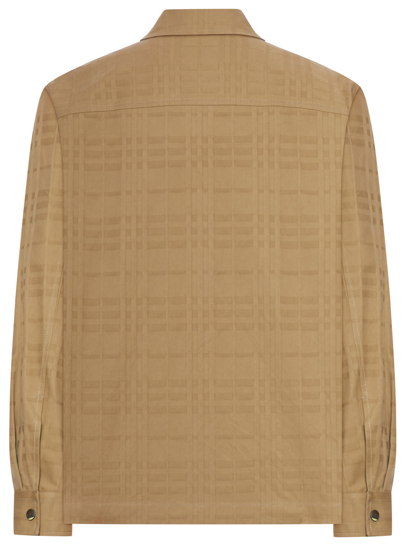 Burberry Men Check Cotton Zip-Up Shirt BURBERRY