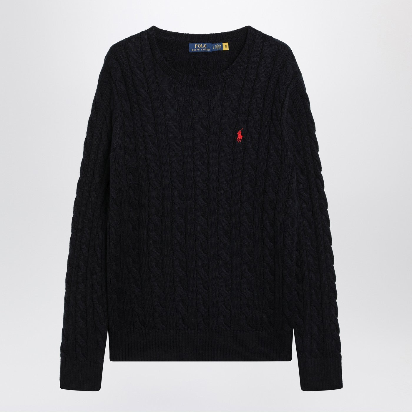 Polo Ralph Lauren Navy Blue Cable-Knit Cotton Sweater Men Polo Ralph Lauren