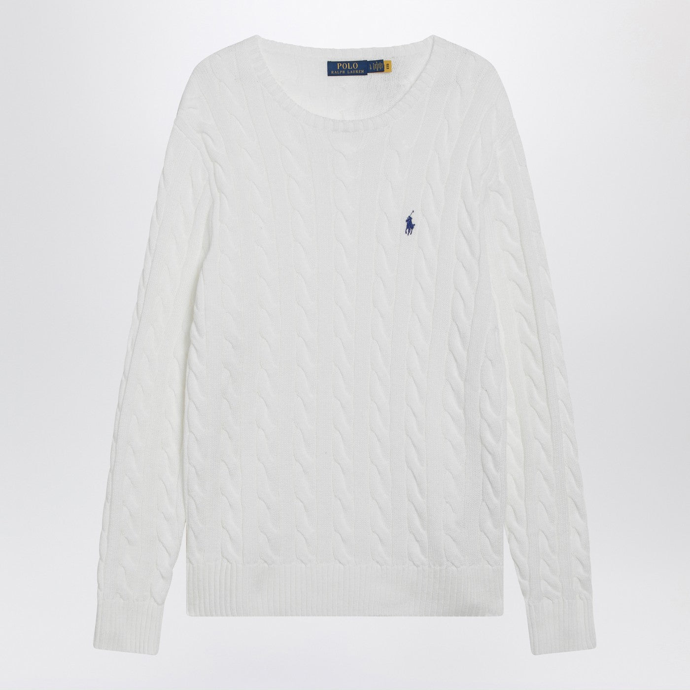Polo Ralph Lauren White Cable-Knit Cotton Sweater Men Polo Ralph Lauren