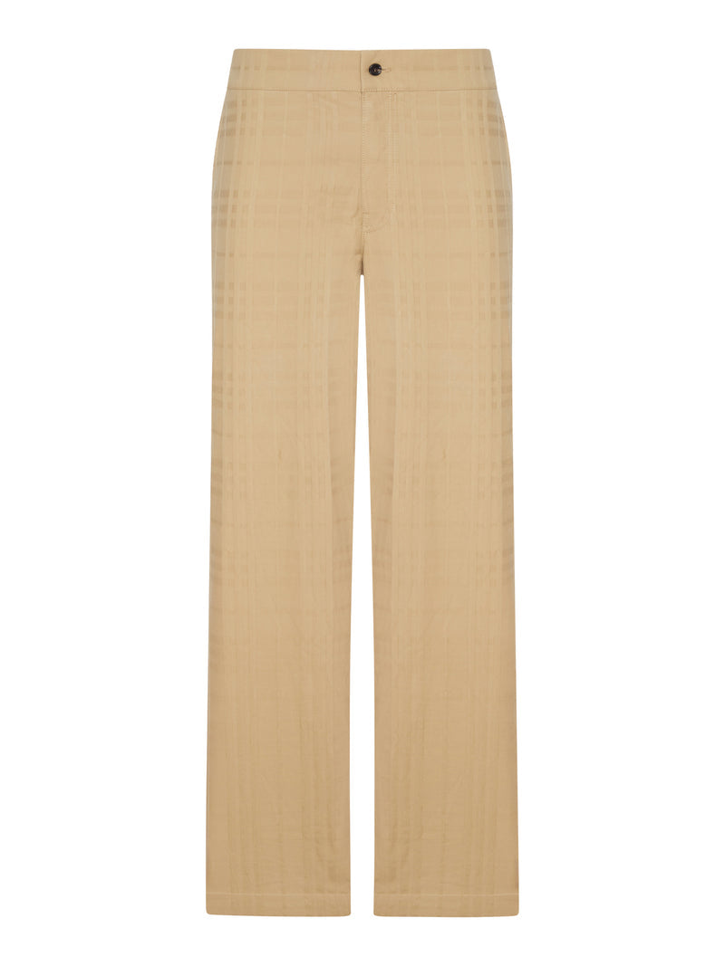 Burberry Men Textured Check Cotton Trousers BURBERRY