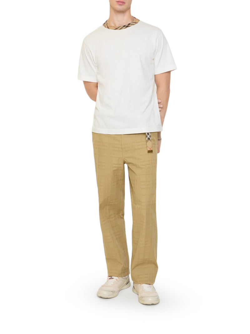 Burberry Men Textured Check Cotton Trousers BURBERRY