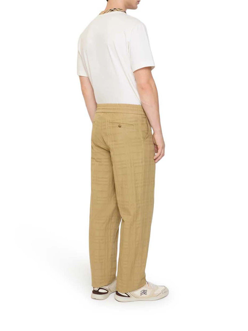 Burberry Men Textured Check Cotton Trousers BURBERRY