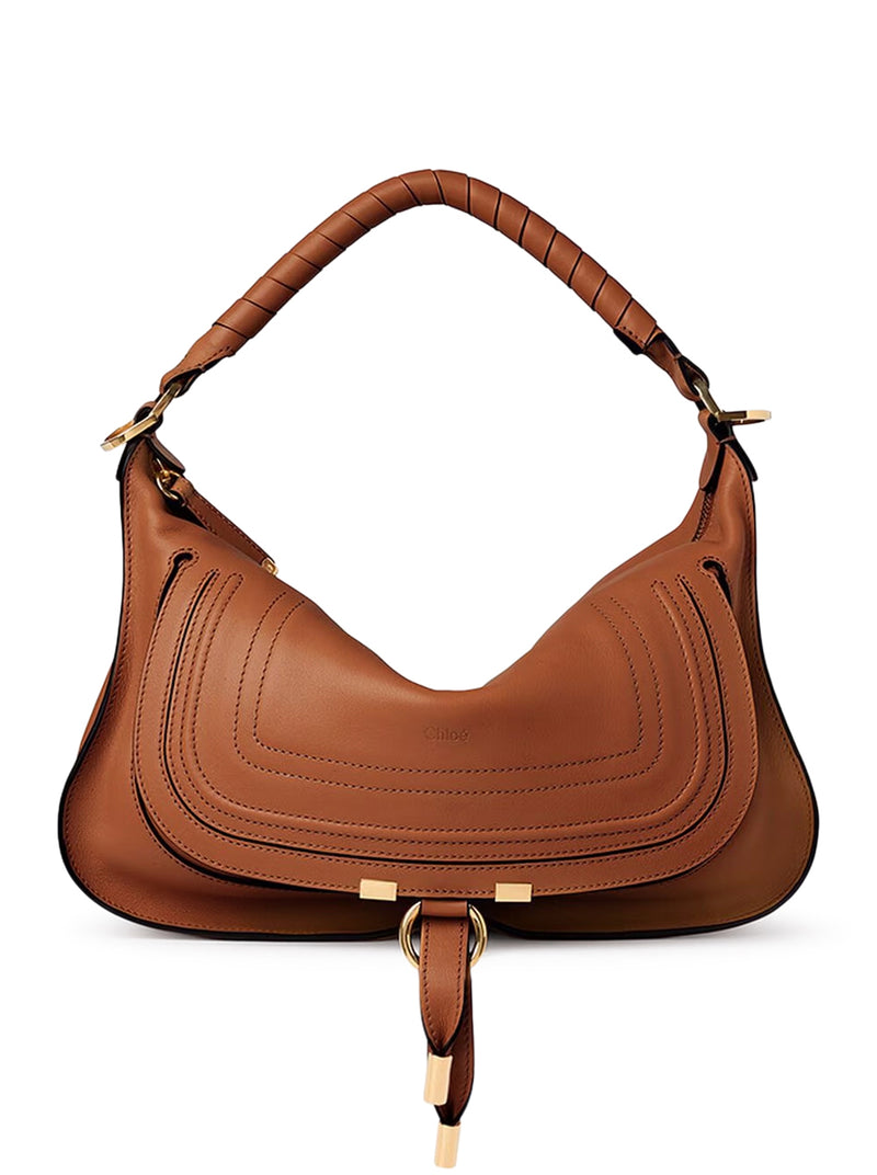 Chloe` Women Small Marcie Shoulder Bag In Clay Brown Soft Leather CHLOE