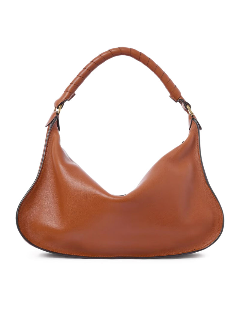 Chloe` Women Small Marcie Shoulder Bag In Clay Brown Soft Leather CHLOE