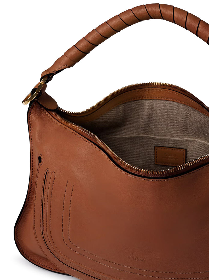 Chloe` Women Small Marcie Shoulder Bag In Clay Brown Soft Leather CHLOE