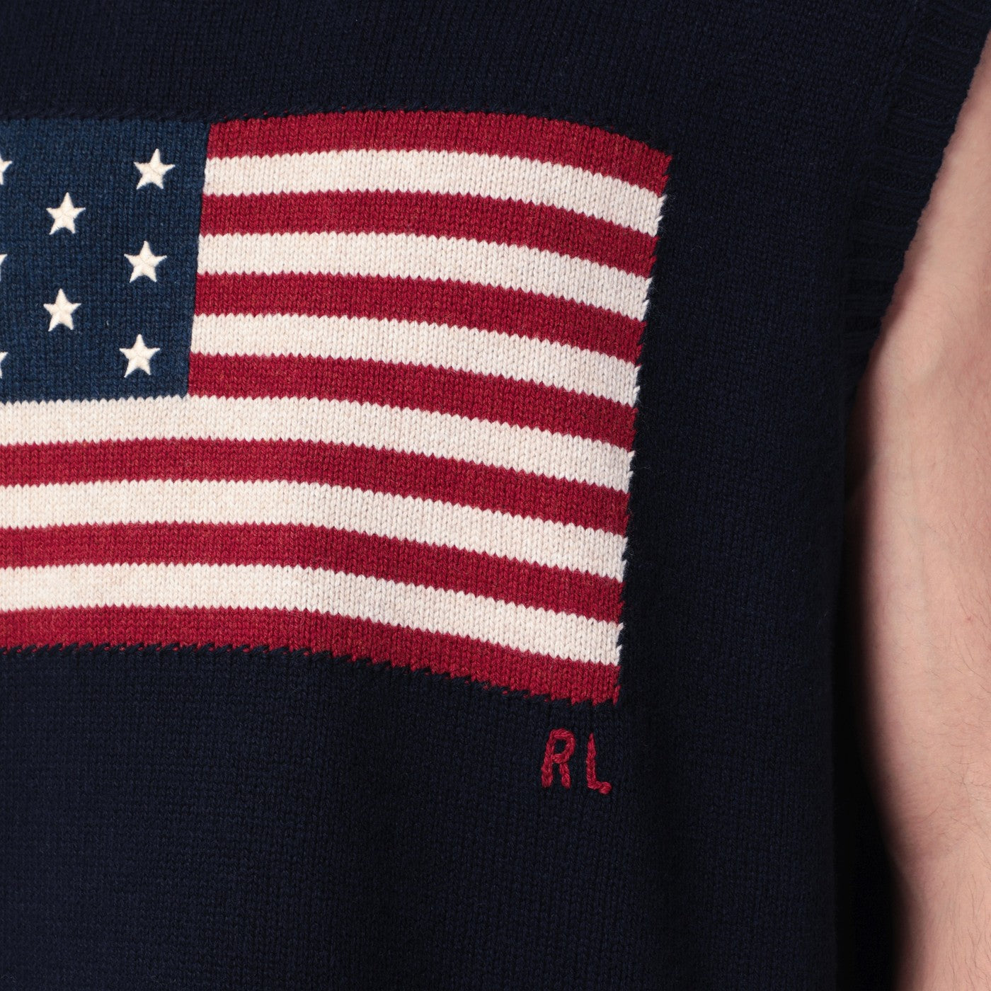 Polo Ralph Lauren Navy Blue Vest With Flag Big-Fit Men Polo Ralph Lauren