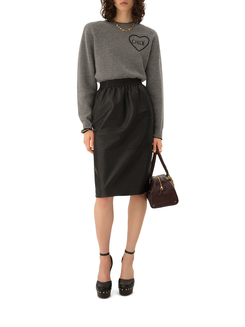 Chloe` Women Cropped Wool Knit Sweater With Logo CHLOE
