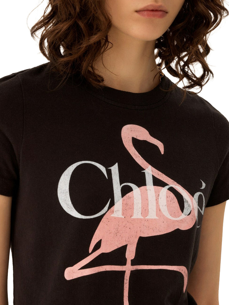 Chloe` Women Baby Fit T-Shirt With Logo In Cotton Jersey CHLOE