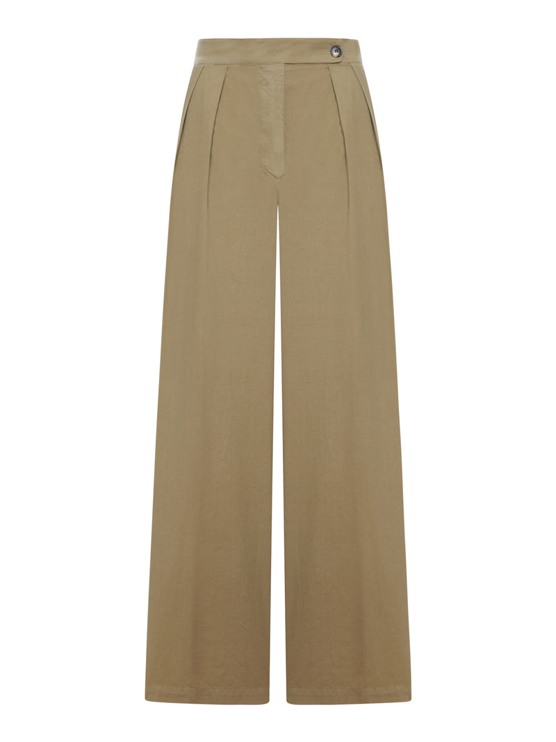 Dries Van Noten Women Cement-Coloured Trousers With Pleats And Side Buttons DRIES VAN NOTEN