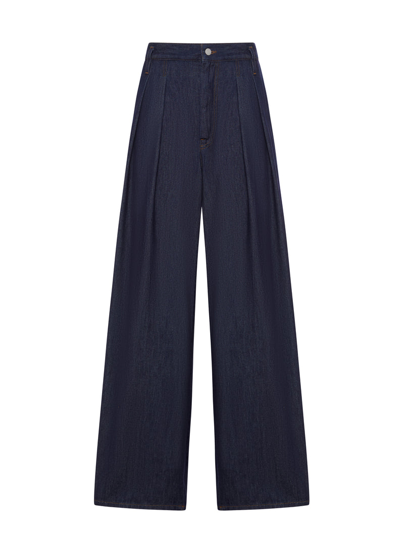 Dries Van Noten Women Wide Leg Jeans With Darts In Dark Denim DRIES VAN NOTEN