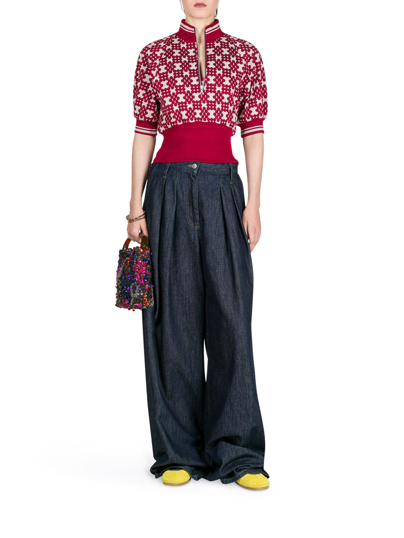 Dries Van Noten Women Wide Leg Jeans With Darts In Dark Denim DRIES VAN NOTEN