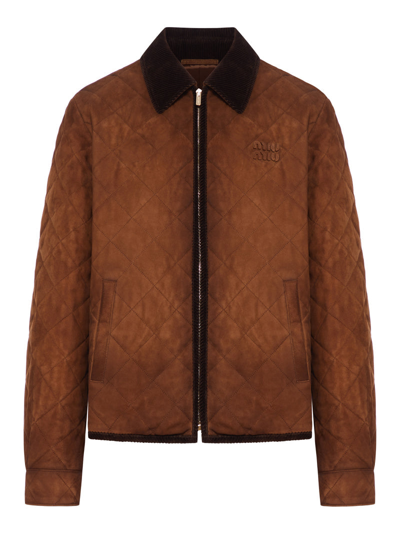 Miu Miu Women Suede Jacket With Velvet Collar MIU MIU