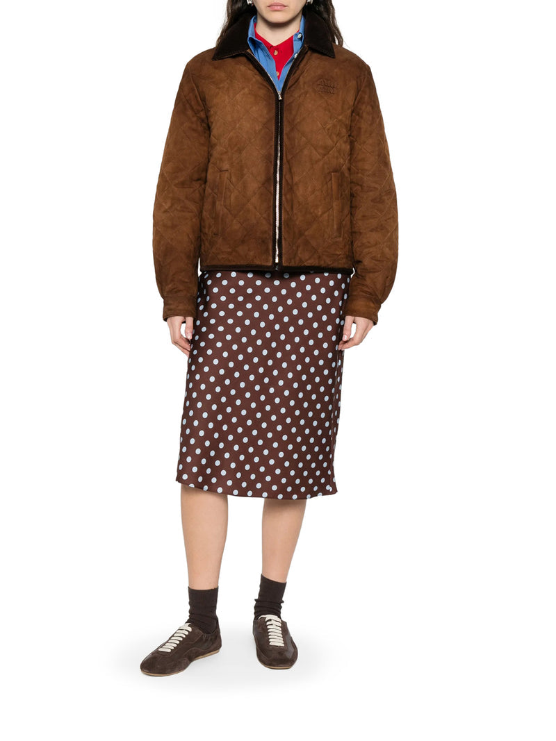 Miu Miu Women Suede Jacket With Velvet Collar MIU MIU