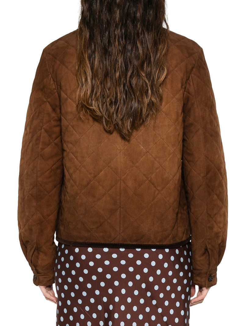Miu Miu Women Suede Jacket With Velvet Collar MIU MIU
