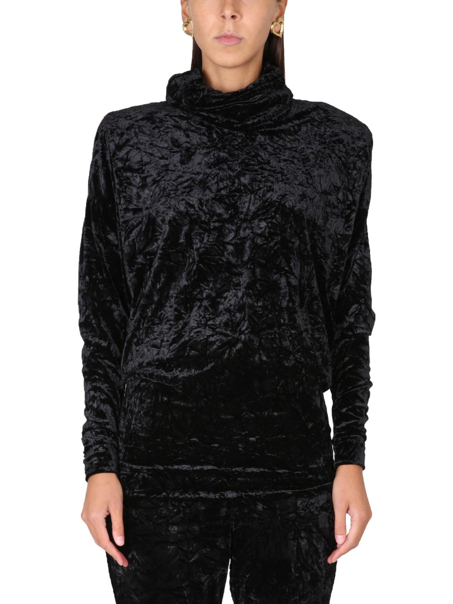 Saint Laurent Women Velvet Turtleneck Top SAINT LAURENT