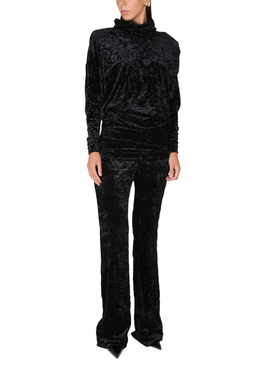 Saint Laurent Women Velvet Turtleneck Top SAINT LAURENT