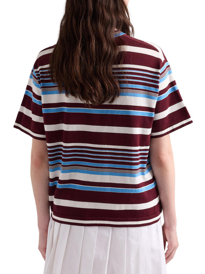 Prada Women Striped Cotton Crew Neck Sweater PRADA
