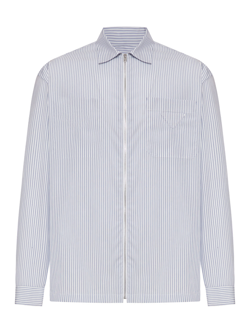 Prada Men Cotton Poplin Shirt With Striped Pattern PRADA