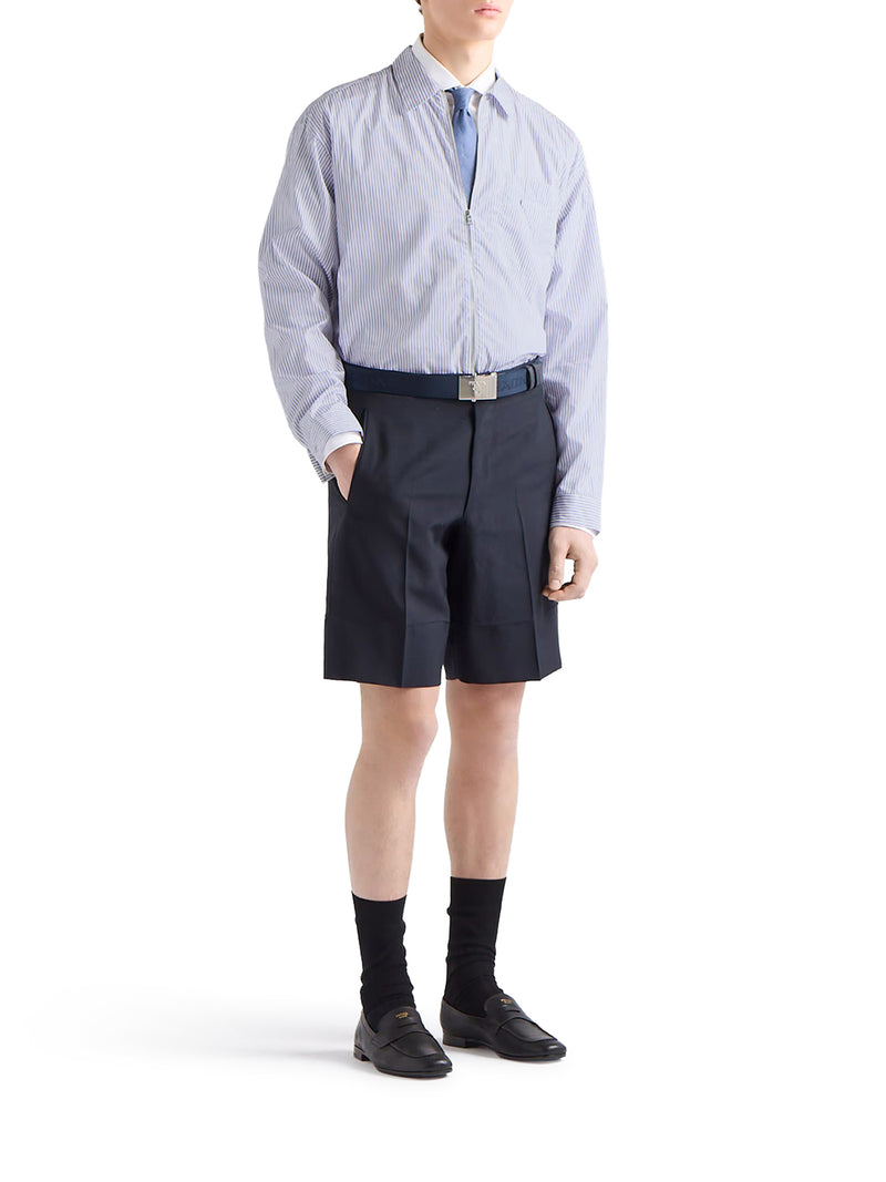 Prada Men Cotton Poplin Shirt With Striped Pattern PRADA