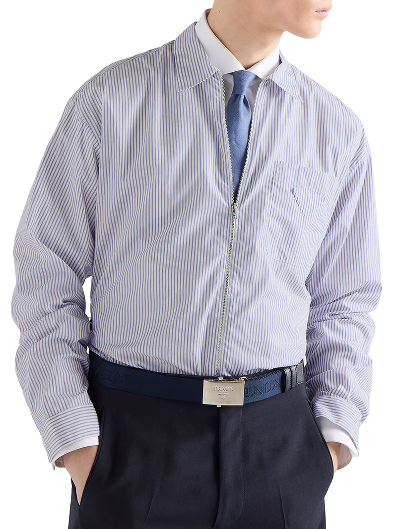 Prada Men Cotton Poplin Shirt With Striped Pattern PRADA
