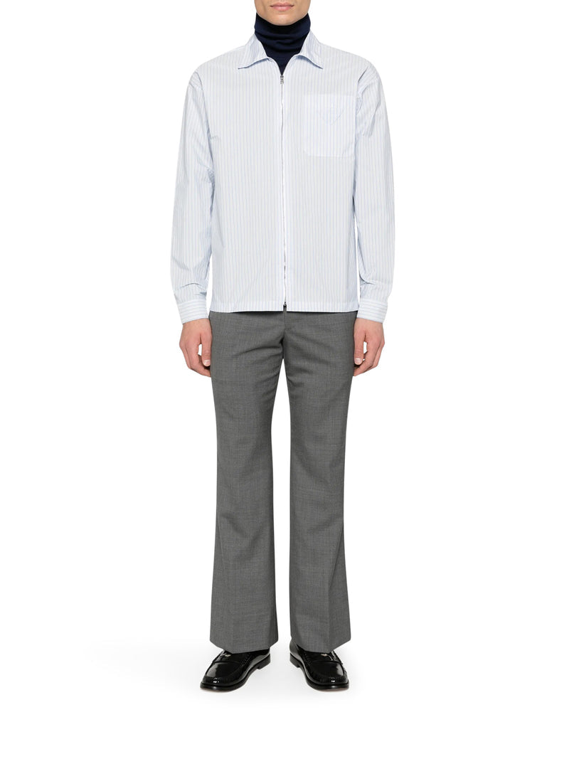 Prada Men Technical Fabric Shirt With Striped Pattern PRADA