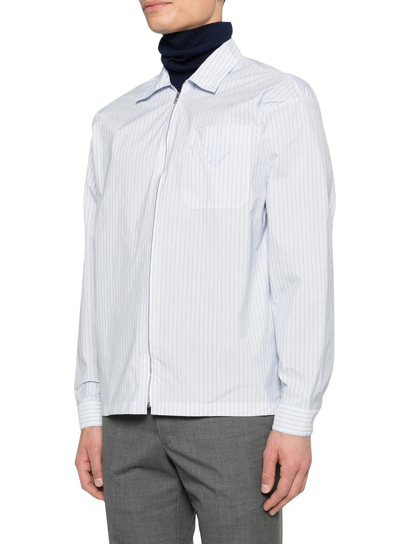 Prada Men Technical Fabric Shirt With Striped Pattern PRADA