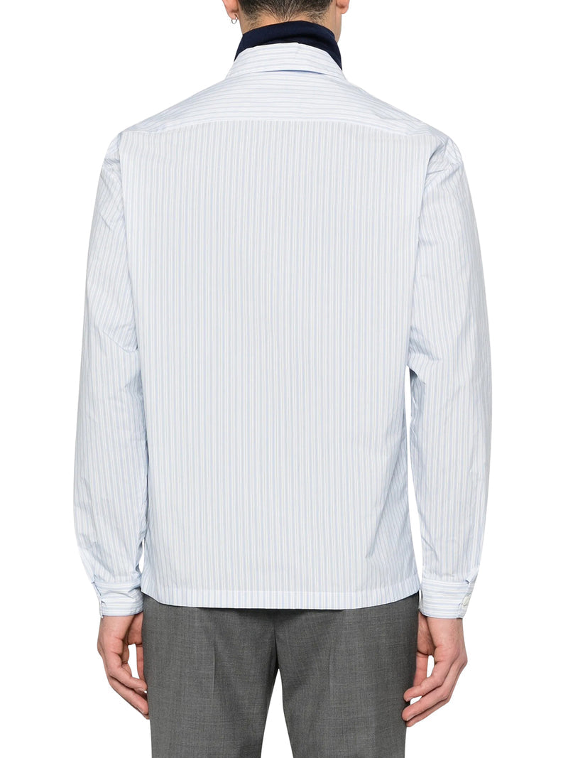 Prada Men Technical Fabric Shirt With Striped Pattern PRADA