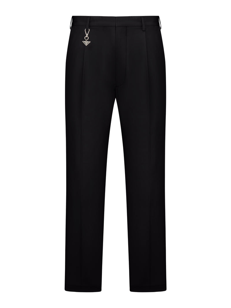 Prada Men Cotton Trousers With Enameled Metal Triangle Logo PRADA