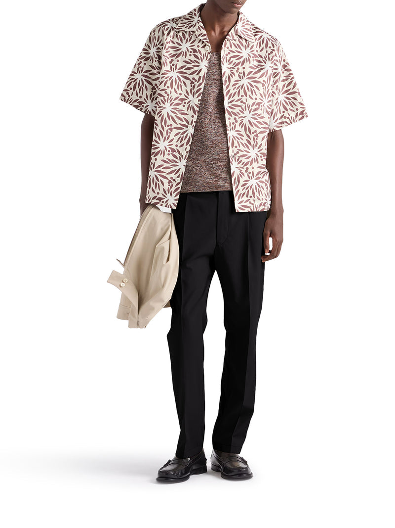 Prada Men Cotton Trousers With Enameled Metal Triangle Logo PRADA