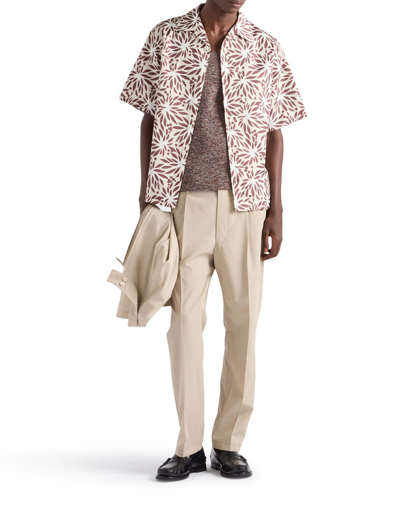 Prada Men Cotton Trousers With Enameled Metal Triangle Logo PRADA