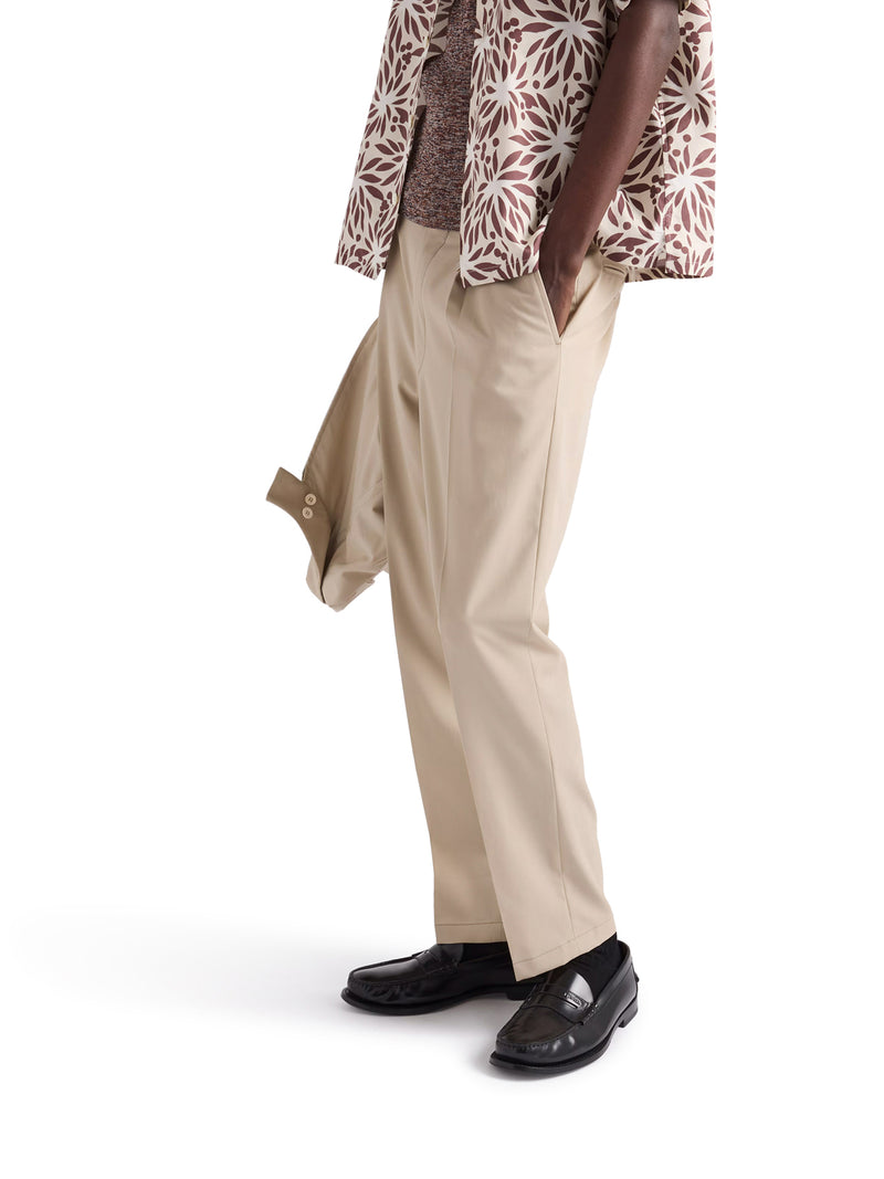 Prada Men Cotton Trousers With Enameled Metal Triangle Logo PRADA