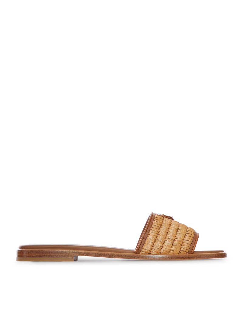 Prada Women Raffia Slippers With Logo PRADA