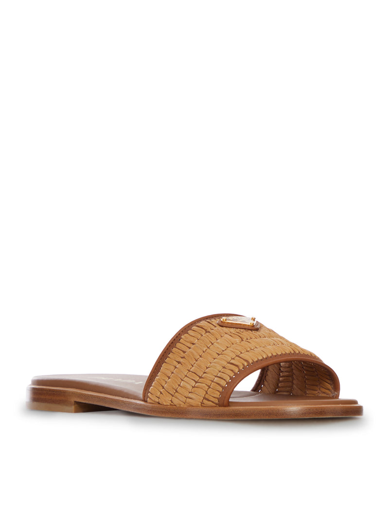 Prada Women Raffia Slippers With Logo PRADA