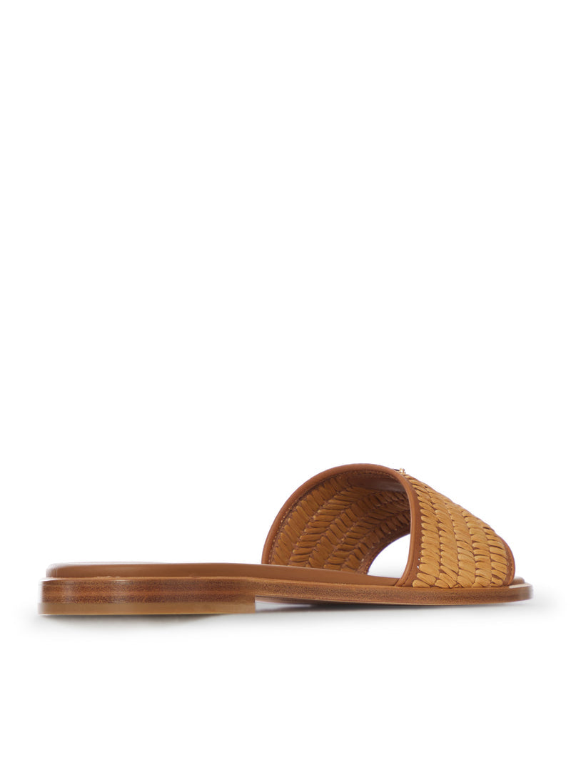 Prada Women Raffia Slippers With Logo PRADA