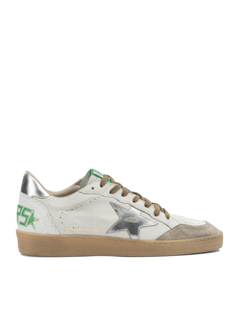 Golden Goose Deluxe Brand Men Ball-Star Sneakers In White Leather With Silver Star GOLDEN GOOSE