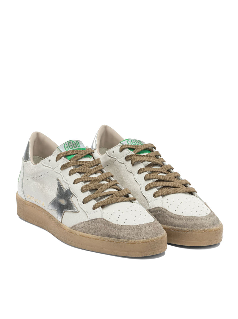 Golden Goose Deluxe Brand Men Ball-Star Sneakers In White Leather With Silver Star GOLDEN GOOSE