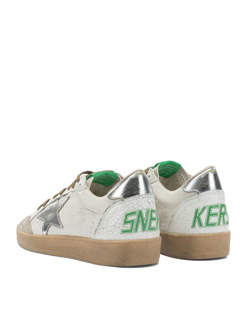 Golden Goose Deluxe Brand Men Ball-Star Sneakers In White Leather With Silver Star GOLDEN GOOSE