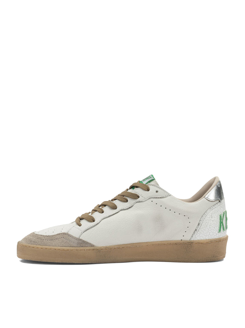 Golden Goose Deluxe Brand Men Ball-Star Sneakers In White Leather With Silver Star GOLDEN GOOSE