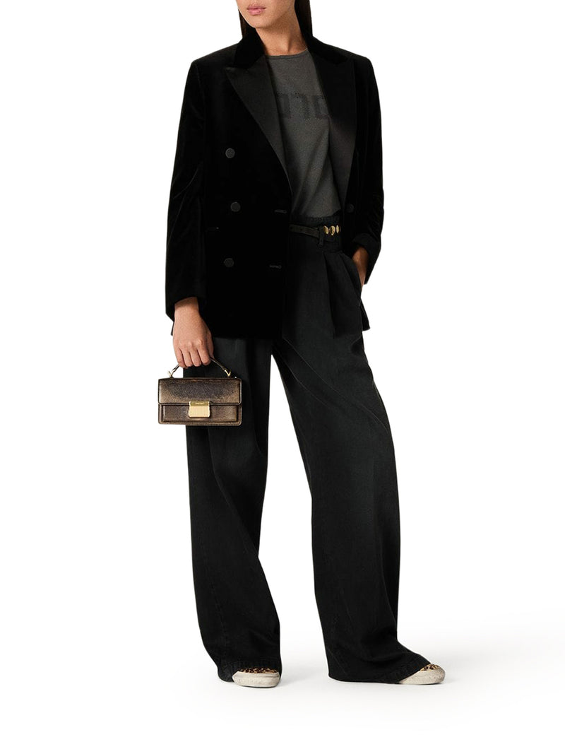 Golden Goose Deluxe Brand Women Black Cotton Denim Trousers With Lived-In Treatment GOLDEN GOOSE